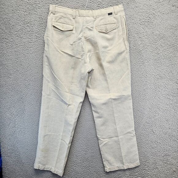 Dockers Khakis Pants Mens 36x32 Beige Stonewashed Linen Relaxed Fit Flat Front - Picture 11 of 12